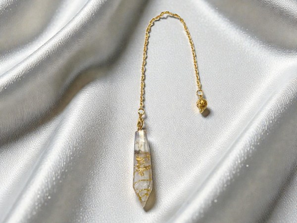 Pendule artisanal orgonite cristal de roche